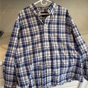 Jos. A. Bank Navy and White Plaid Button Down Shirt